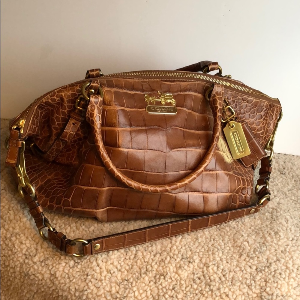 Coach Sophia Madison embossed leather satchel